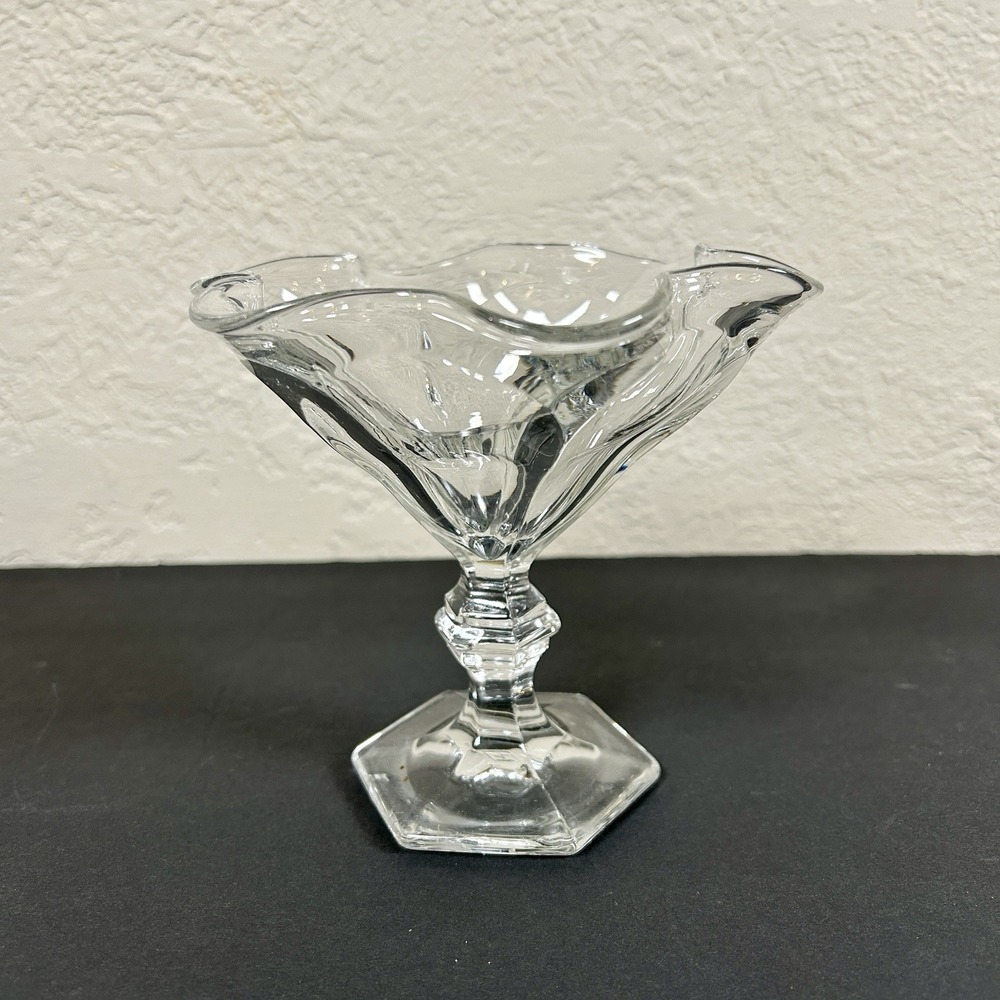 Heisey Puritan Colonial Clear #341 Stem Low Ruffled Sherbet Bowl/Compote/Trinket